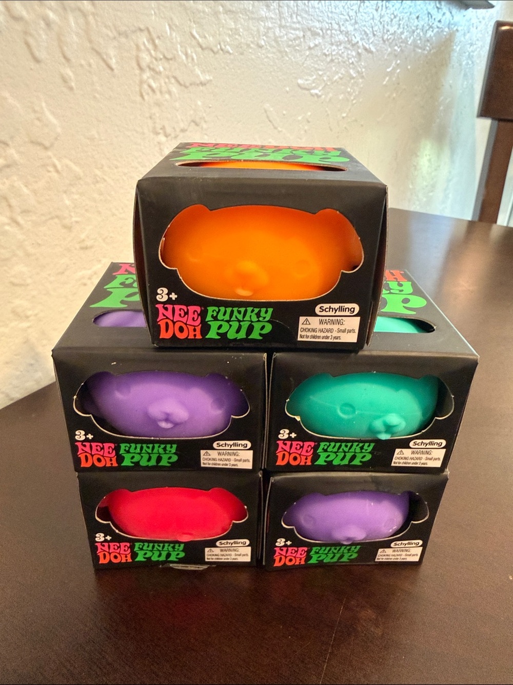 Nee Doh Funky Pup Sensory Squeeze Toy - Purple, Teal, Orange, Red